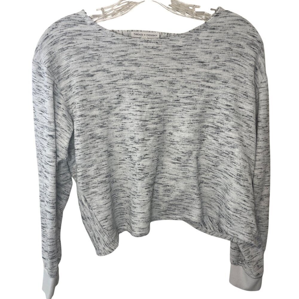 Threads 4 Thought Juniors Open Back Twist Knot Pullover Sweater Top Size 16 Gray